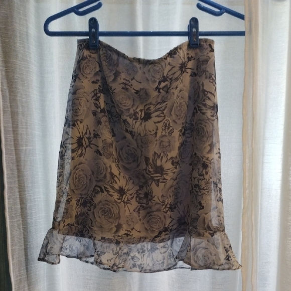Unknown Dresses & Skirts - Floral Black and Tan Women's Skirt